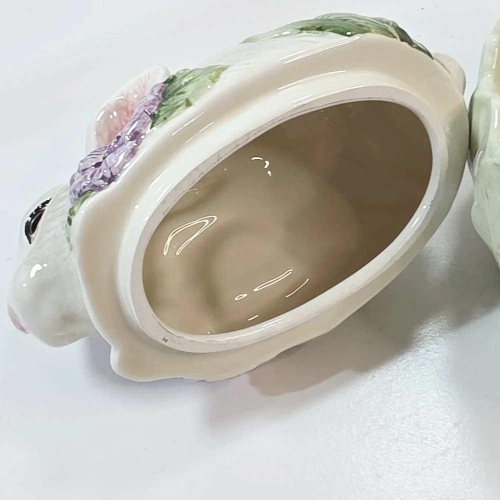 FITZ & FLOYD Classics Fauna & Flora Rabbit Covered Lidded Candy Dish Bowl